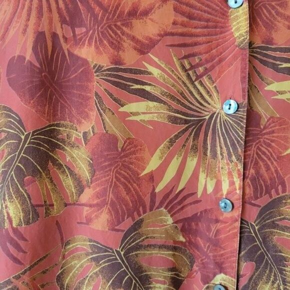 Vintage NOTATIONS 100% Silk Button Down Size 18W Hawaiian Leaves Aloha Tiki Plus - Picture 4 of 7